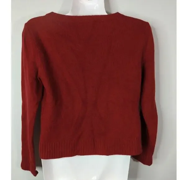 Max Mara Red V-Neck Oversized Cropped Pullover Sweater Size S - Picture 5 of 7